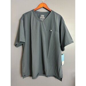 NEW Barco One Wellness Men's Scrub Top Size 2XL Steel Blue Grey Nurse Medical